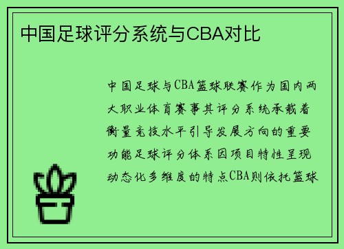 中国足球评分系统与CBA对比